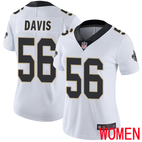 New Orleans Saints Limited White Women DeMario Davis Road Jersey NFL Football #56 Vapor Untouchable Jersey->women nfl jersey->Women Jersey